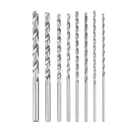 8-Piece Drill Bit Set, 200 mm Extra Long High Speed Steel Cylinder Shank Twist Drill, 4-10 mm Diameter, High Hardness, Twist Drill Set, Drilling Tool for Soft Metal, Aluminium, Wood, Kuns