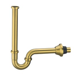 SEABEFORE Brass P Trap U-Shape 1 1/4 inch Sink Drain Pipe with Slip Joint Extension Tub,12 inch Vertical Pipe length Adjustable Height Sink Waste Trap Drain Kit Champagne Bronze,SE83555CB-L ﻿