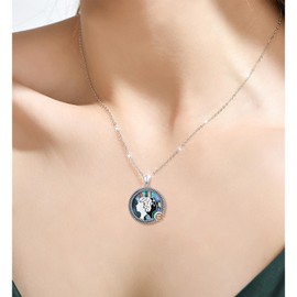 Alphm Gemini Necklace for Women 925 Sterling Silver Gemini Zodiac Pendant Necklaces 12 Constellation Horoscope Jewelry Birthday Gifts