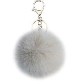 Xsclpomddy Pom Pom Keychain Artificial Soft Rabbit Hair Bag Pendant Ball Keyring for Handbag Car Pendant Decoration, apricot