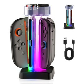 Charging Station for Switch 2 Controller Joy-C (2025), 4-in-1 Magnetic Charging Dock with RGB Mode, Fast Charging Dock Accessories, Compatible with Switch 2