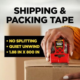 Scotch Box Lock Packaging Tape, 6 Rolls with Dispenser, 1.88 in x 800 in, Extreme Grip Packing, Shipping and Mailing Tape, Sticks Instantly to Any Box | Scotch