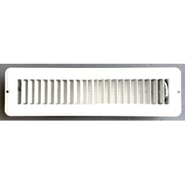 RV and Home White Stamped Steel Floor Diffuser/Register with Damper 12" X 2" (Duct Opening Size) Outside Dimension 13.5"x 3.75"