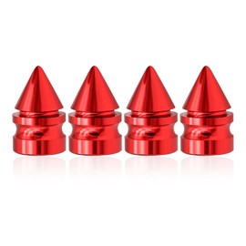 4PCS Car Tire Valve Caps, Spike Aluminum Alloy Valve Stem Caps, Dustproof and Rustproof Tire Covers, Tire Trim Accessories, Universal for Cars, Trucks, SUVs, Motorcycles, Bicycles (Red)