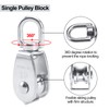 AuInLand 304 Stainless Steel Single Pulley Block M15 Wire Rope