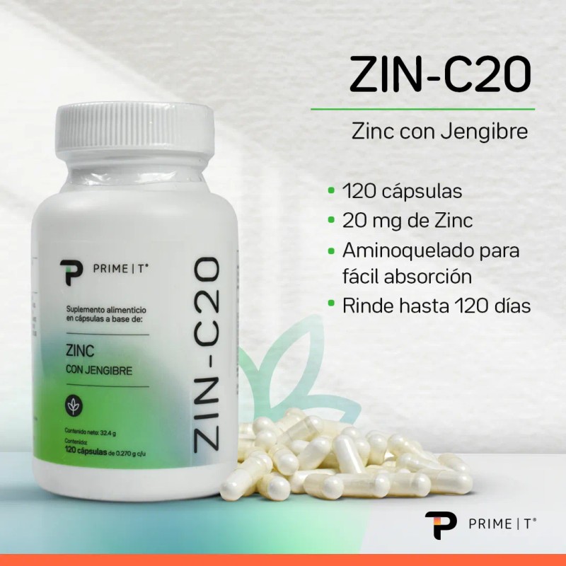 Suplemento Cápsula Primetech Nutrition Bienestar Zinc Zin C20 57g