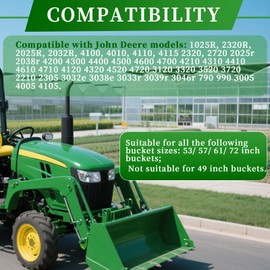 DEWHONETE Tractor Bucket Hooks Compatible with John Deere 1025r 2320 2520 2720 2025R 2032R 2038R 3032E 4100, Compact Tractor Bucket Grab Hooks Accessories with D Rings & 2" Receiver