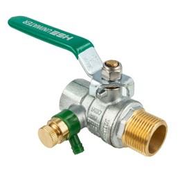 Uniwater Chrome Ball Valve with Drain 1489 DVGW up to +150 °C Female x Male Thread 1/2 Inch