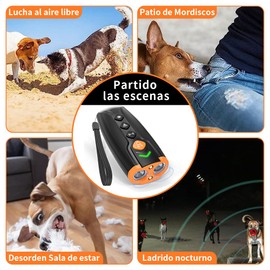 JESWO Ahuyentador de Perros Ultrasonico de 33FT, Alardog para Perros con 2 Ultrasónico Sensors + 2 Linterna LED, Cuatro Modos de Ultrasonidos/Sonido/Linterna LED/Ultrasonidos+Linterna, Recargable