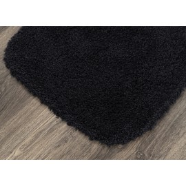 Garland Rug Serendipity Black 4 Piece Set (Contour Rug, 3 Bath Rugs) Shaggy Nylon Washable Bathroom Rug Set - Soft, Absorbent, and Stylish for Your Bathroom