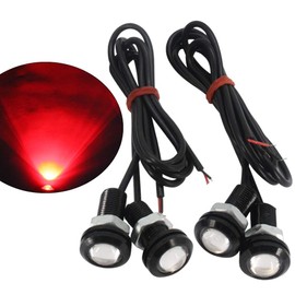 X-STYLE LED Daylight, 0.7 inch (18 mm), Red Spotlight, Eagle Eye, Bolt Type, Waterproof, High Brightness, Recessed Type, For 12 V, Set of 4 (Red)