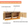 HOMEFORT 39.4" Fluted Shoe Storage Bench, Entryway Bench with Linen
