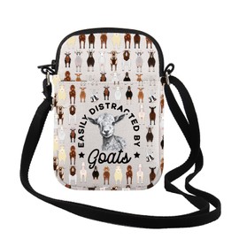 TSOTMO Women Farmer Easily Distracted By Goats Crossbody Bag Goat Lover Gift Farm Animals Gift Boer Goat Gift (By Goats CR CA)