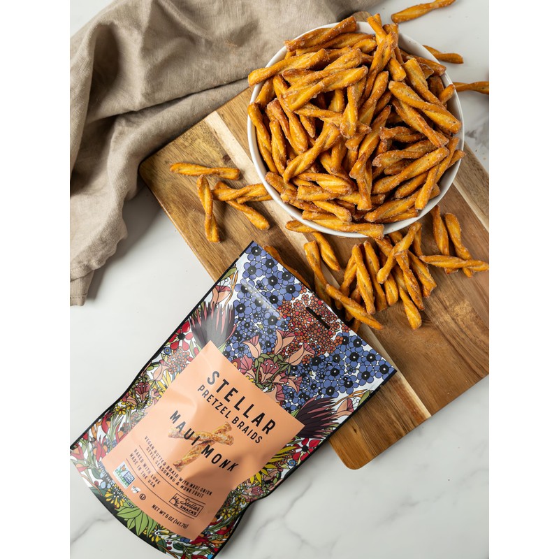 Stellar Snacks Pretzel Braids, Maui Monk Sweet Onion, 5 Oz