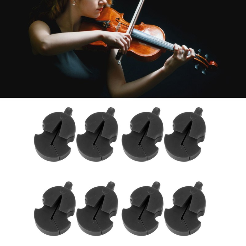 8Pcs Violin Mute Adjustable Rubber Silencer Single Hole Practice Parts