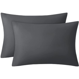 Lazzaro Pillow Cases 2 Pack - Brushed Microfiber Pillowcases - Ultrasoft Hypoallergenic Pillowcases 2 Pack With Envelope Closure - Non Iron Breathable Charcoal Pillow Covers (50 x 75 cm)