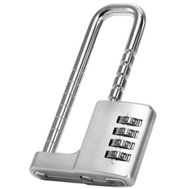 Hiceeden U Shaped Cabinet Combination Lock, 4 Digit Stainless Steel Padlock with Code, Adjustable Long Shackle Lock for Kitchen, Gym, School, Silver