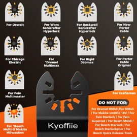 Kyoffiie 100 Pcs Oscillating Tool Blades, Quick Release Multitool Blades for Wood and Plastic, Compatible with Milwaukee, Ryobi, Makita, Bosch, and Craftsman