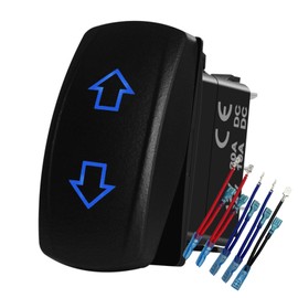 Waterproof Blue Led Up Down Momentary Rocker Switch 10 Pin ON-Off-ON Momentary Switch 12V/24V DC Motor Reverse Polarity DPDT 3 Position Way Toggle Switch for Car Boat Marine RV Jack Truck IP66