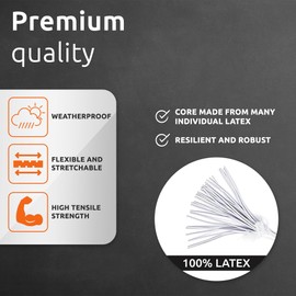 ECENCE 50x Bungee Cords with Balls, Tarp Tie Down Straps, Ball Bungee Cord, Bungee Loop for Camping, Cargo, Tent, Holding Wire White