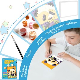 Zimrobin Painting by Numbers from 5 6 7 Years Girls and Boys, Painting by Numbers for Children with Frame, 1 Brush and Acrylic Paints, 12 x 8 cm (Puppy with Bow)