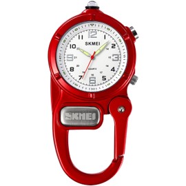 findtime Clip On Watch Pocket Carabiner Watches with Flashlight Second Hand Nursing Unisex Backpack Buckle Belt Portable Watch Use for Field Work Climbing Hiking Outdoor Activities Sports