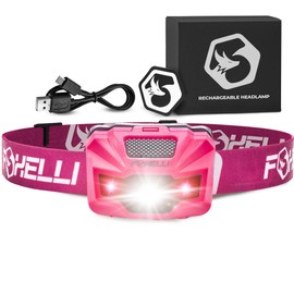 Foxelli USB‑C Rechargeable LED Headlamp – Ultra‑Light 2.4 oz & Bright 180 Lumens – Red/White Light, 5 Modes, IPX5 Waterproof, 40 h Runtime for Trail Running, Camping, Hiking