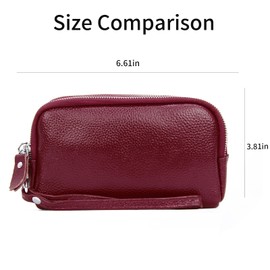 SENDEFN Wristlet Wallets for Women Leather Wristlet Clutch Wallet 3 Zippered Large Capacity Clutch Purse