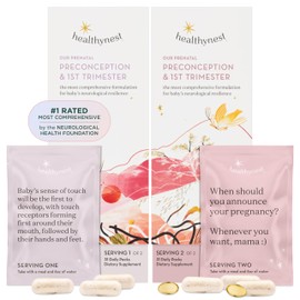 HealthyNest Preconception & 1st Trimester Prenatal Vitamin | Pregnancy Support for Fetal Brain Development with Methylated Folate, Vitamins D3, B6, Choline, DHA, Iron & Inositol, 31 Day Supply