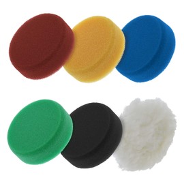 TCP Global 4 Inch Buffing Pads Set - 5 Smooth Flat Foam Buffer Pads & 1 Wool Pad for Orbital Buffers, DA Polish Pad for Paint Correction, Polishing Kit for Auto & Boat Gelcoat Detailing