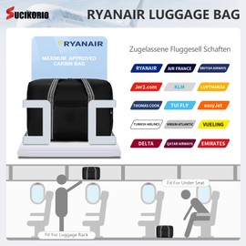 SUCIKORIO Ryanair Hand Luggage 55 x 40 x 20 cm, Black and apricot