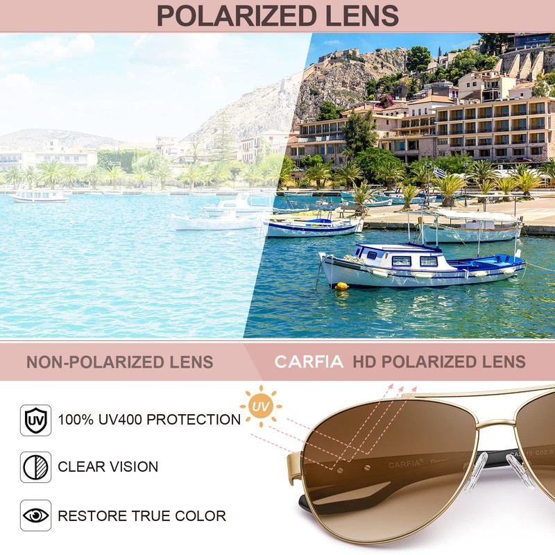 CARFIA Retro Polarised Womens Mens Sunglasses UV400 Protection Outdoors Driving