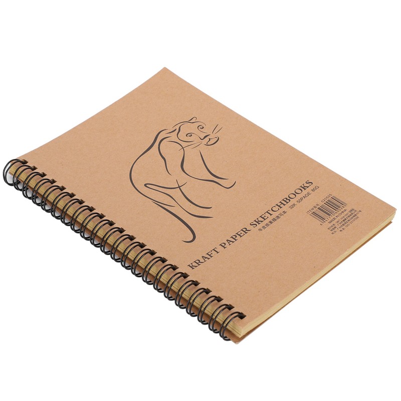 4Pcs Kraft Paper Sketchbook Retro Sketch Pad HandPainted Thick Art