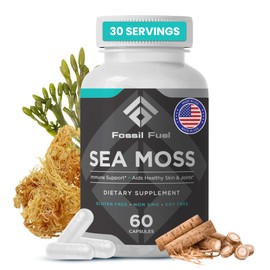 Fossil Fuel Sea Moss Capsules (60 Capsules) - Organic Superfood for Energy, Digestive Health, Immune Support, and Inflammation Relief - Packed with Essential Nutrients and Minerals