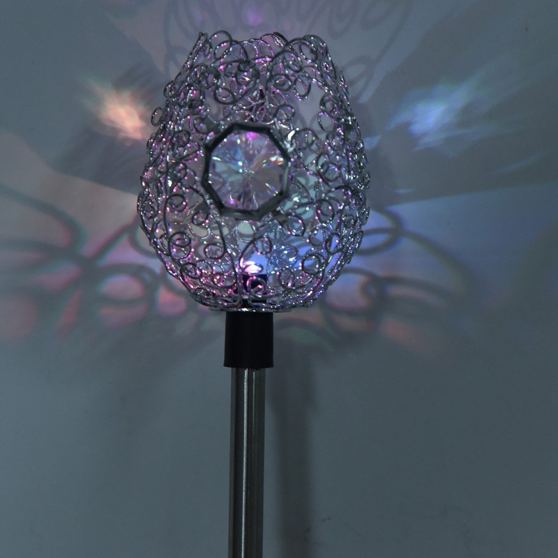 2Pcs Garden Solar Lights LED RGB Fast Charging Petal Design