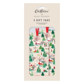 Penny Kennedy Cath Kidson Pack of 5 Luxurious Gift Tags with Silk Ribbon Ties for Christmas - Shine Bright Christmas Design - Gift Tags for Presents - Gift Wrap for Christmas - Christmas Wrap