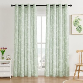 Bohoman Sage Green Floral Sheer Curtains Privacy with Light Filtering, Non-See-Through Semi Floral Curtain Drapes Vintage & Rustic for Farmhouse Bedroom Living Room, W51 x L84, 2 Panels