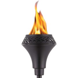 TIKI Island King 65" Metal Outdoor Torch – Weather-Resistant, Decorative TIKI Torch with Long-Lasting Wick, Snuffer & Easy-Pour Wide-Mouth Canister for Patio, Backyard & Garden