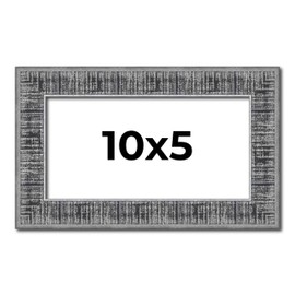 Poster Palooza 10x5 Frame Black & Silver Scuffed Sonoma Solid Wood Picture Frame | 1.5 Inch Moulding Width | Complete with UV Acrylic Plexiglass, Foam Board Backing & Hanging Hardware Included