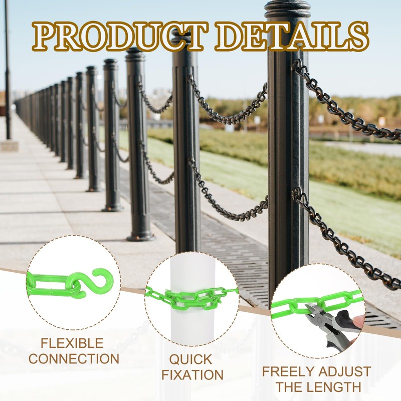 sourcing map Plastic Chain 30 FT/9.2 M, Safety Chain Green