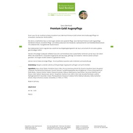 Sanct Bernhard Premium Gold! Eye Care with 24 Karat Gold Powder, Shea Butter, Apricot Oil 30 ml