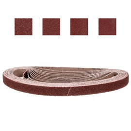 CoCud 3/8 x 13 Inch Sanding Belt, 16 Pcs 40/60/80/120 Grit Knife Sharpener Belts Work Sharpening for Belt Sander Knife Carving Tool Metal Working