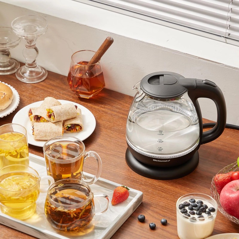 Elite Gourmet 1L Glass Electric Kettle Fast Boiling BPA Free