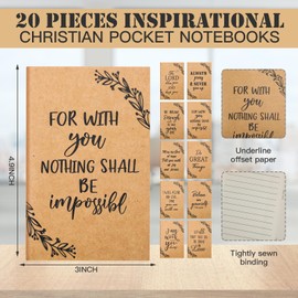 Yeaqee 160 Pcs Christian Gifts Retractable Bamboo Pen Bible Verse Inspirational Notebook Keychain Organza Bags for Women Men Gifts