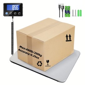 High-Precision 440 lbs Digital Shipping Scale with Hold/Tare Function, Ideal for Small Business, Packaging, Luggage, and Home Use (Battery & AC Adapter Included)
