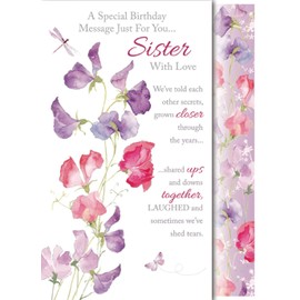 A Special Birthday Message just for You Sister Card ~ Medium Size 8.5"x6"