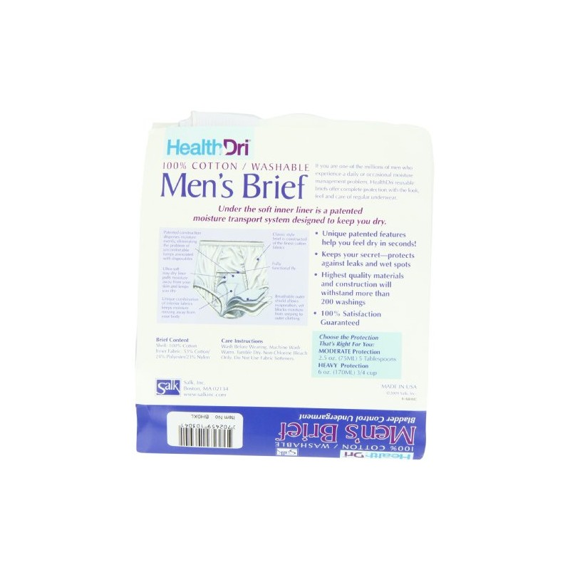 Salkorporated Healthdri Men's Heavy Cotton Brief, X-Large, 0.3 Pound