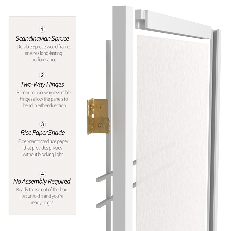 3 ft. Short Double Cross Shoji Screen - White -