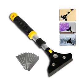 POLUTS Paint Scraper Long Heavy Duty Wallpaper Removal Tool Adjustable 11-14.5 Inch Floor Scraper for Removing Floor Tile Wall Window Adhesive Glue Snow Ice Mover