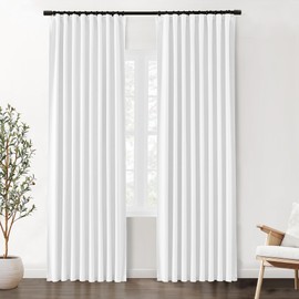 SHINELAND Pure White Blackout Curtains 86 Inches Long 2 Panels,Room Darkening Curtains Back Tab/Rod Pocket 52 X 86 Inches